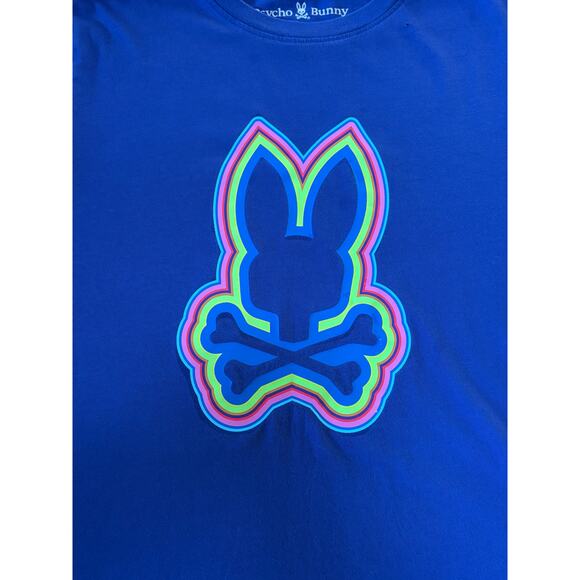 Psycho Bunny Mens Blue Big Bunny Graphic Short Sleeve T-Shirt Size 3 - Picture 2 of 7